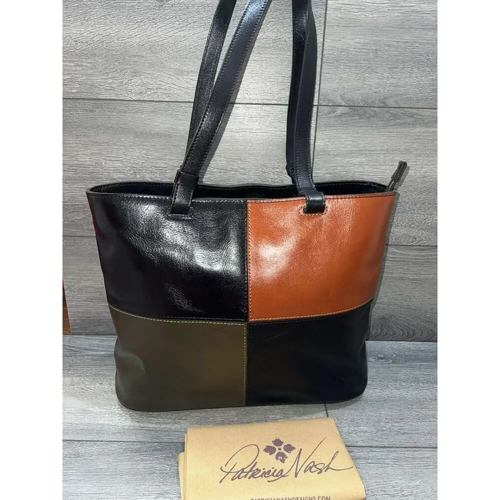 Patricia Nash Distressed Vintage Leather Braden Tote Color Black Bag A552409